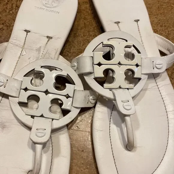 TORY Burch‎ MILLER SOFT SANDAL leather thongs in new ivory - Picture 3 of 8